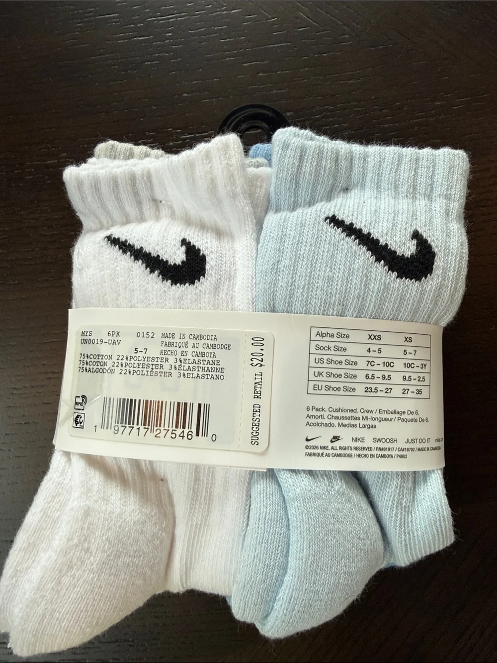 Nike Cushioned Crew Socks - Blue & Pink